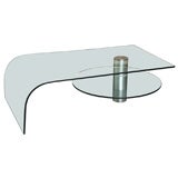 Vintage Fab Italian Glass Waterfall Coffee Table w/ Rotating Shelf