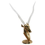 "Sex-y" Brass Antelope Head with Glass Horns