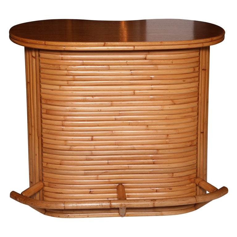 Rattan Bar in the Manner of Paul Frankl For Sale