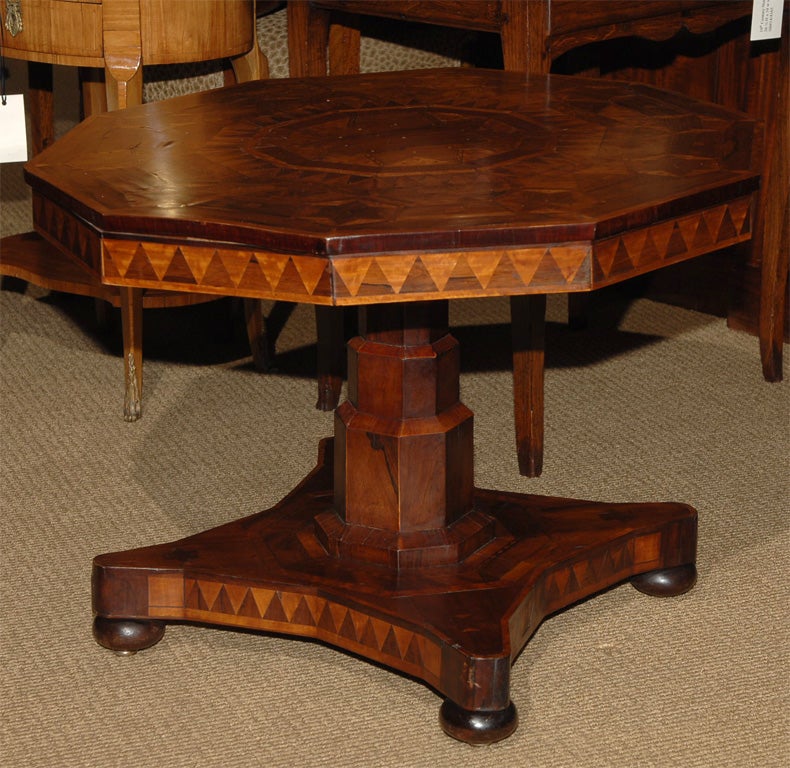 20th Century Inlaid Pedestal Table