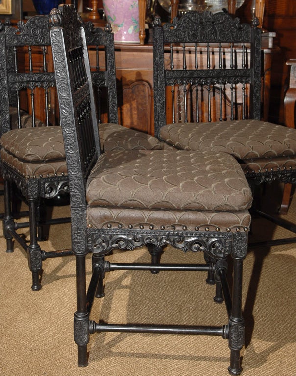 Wood PAIR OF ANGLO-INDIAN  EBONY CHAIRS