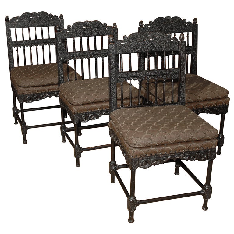PAIR OF ANGLO-INDIAN  EBONY CHAIRS