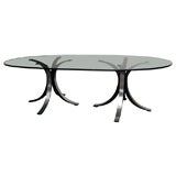 Italian Oval Glass Dining/Conference Table by Borsani for Tecno
