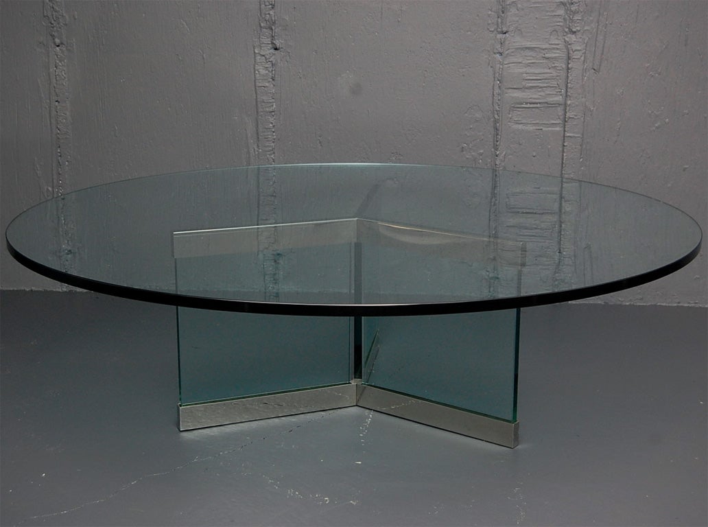 Round Glass Coffee Table by I.M.Rosen for Pace Collection