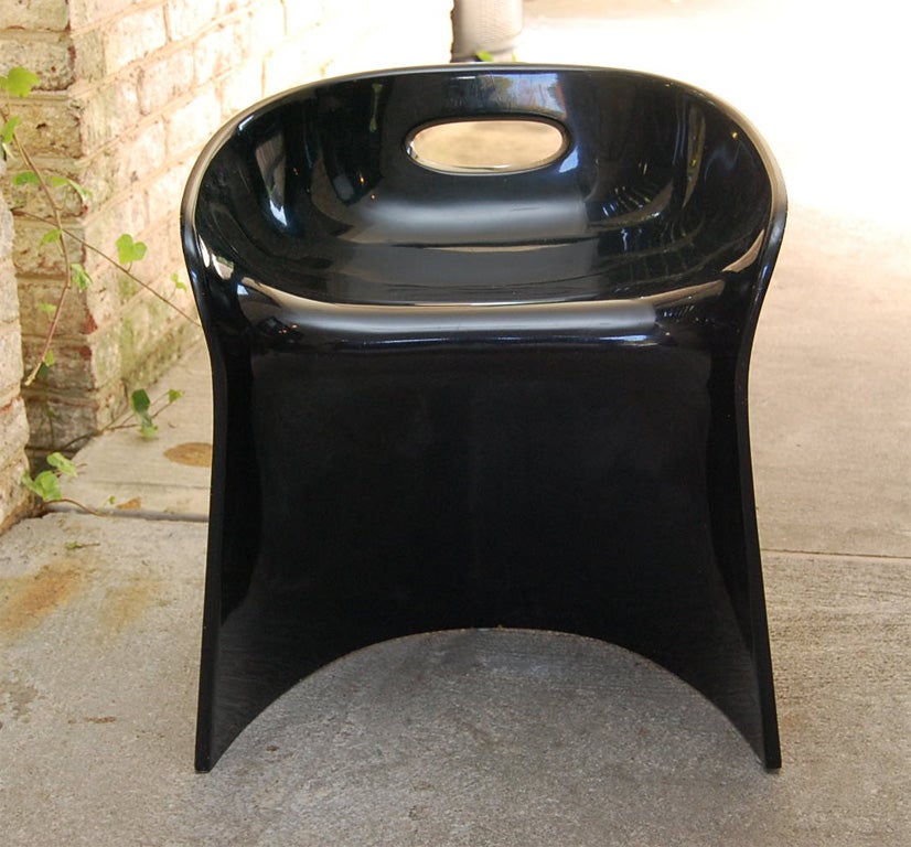Black Lacquer & Wood "Top Sit" Stool by Winfried Staeb