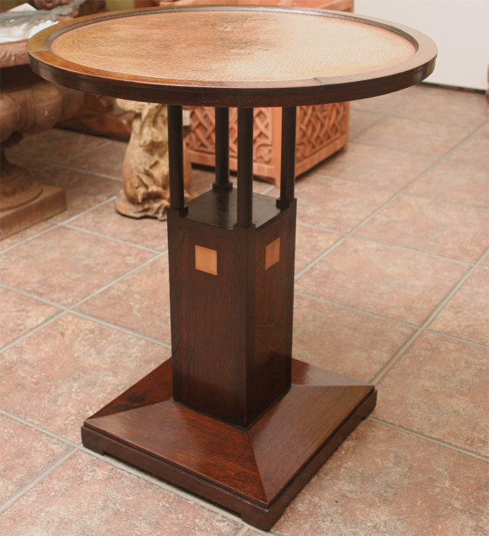 ARTISAN CRAFTED  TABLE WITH COPPER INLAY AND TOP 4