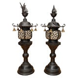 A Pair of Bronze Temple Lanterns