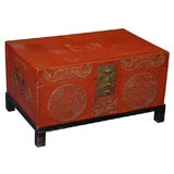 Chinese Export Red Lacquered and Parcel Gilt Trunk