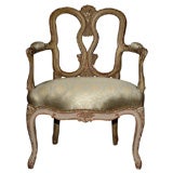Rococo Style Painted and Parcel Gilt Armchair