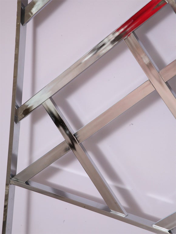 70's King-Sized Chrome Chinese Chippendale Headboard 2