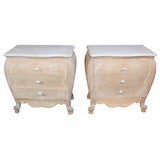 Pair of Marble Top Bombe Style Chests