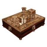 Antique A Regency Mahogany, Sheffield plate and Sterling Silver Inkstand