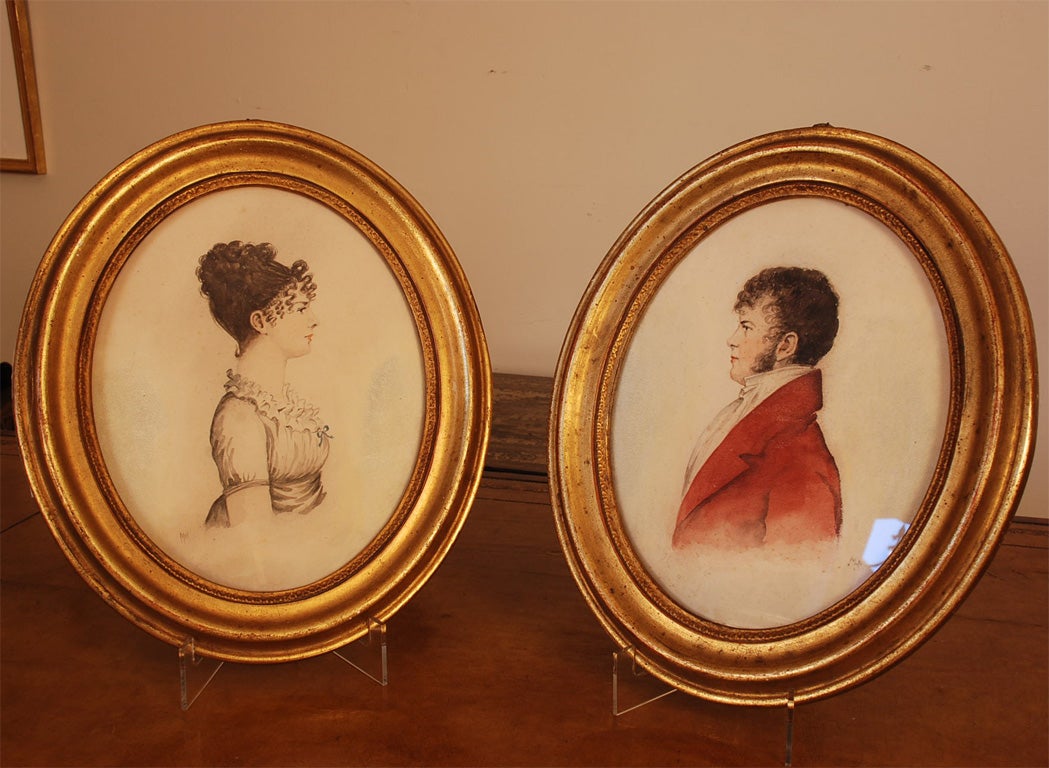 Pair of Oval Portraits, American School