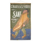 Vintage French painted canvas shoe advertisement