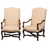 Pair of French Regence Arm Chairs, circa 1850
