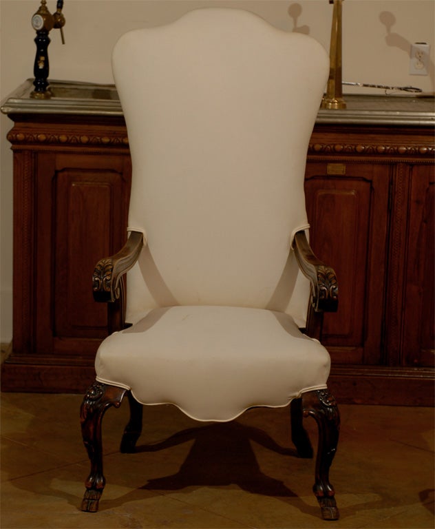 Italian, 19th Century Rococo Style Walnut Upholstered Armchair with Fine Carving For Sale 2