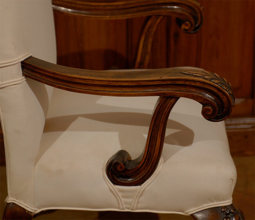 Italian, 19th Century Rococo Style Walnut Upholstered Armchair with Fine Carving For Sale 6