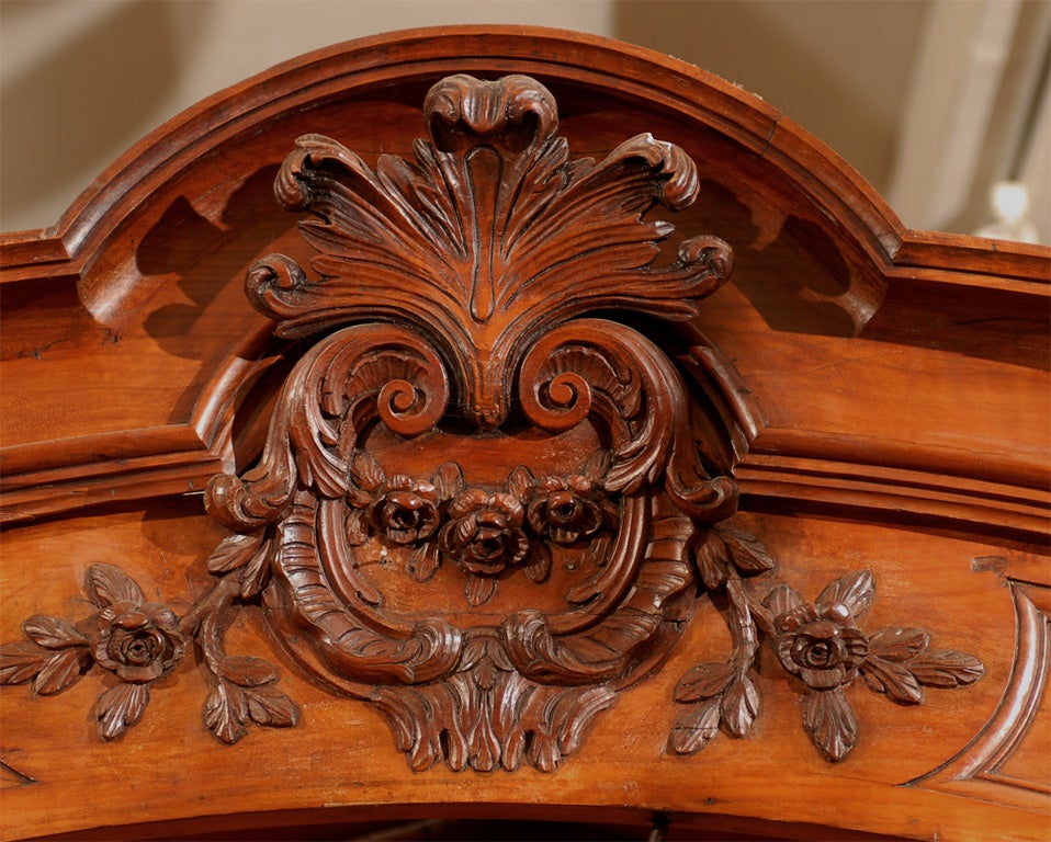 French Louis XV Style, 19th Century Carved Cherrywood Armoire with Four Drawers 4