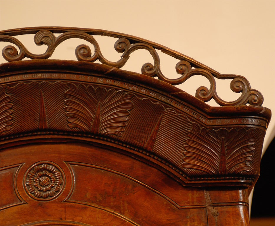 French Late 18th Century Cherry Armoire from Rennes with Hand Carved Décor For Sale 1