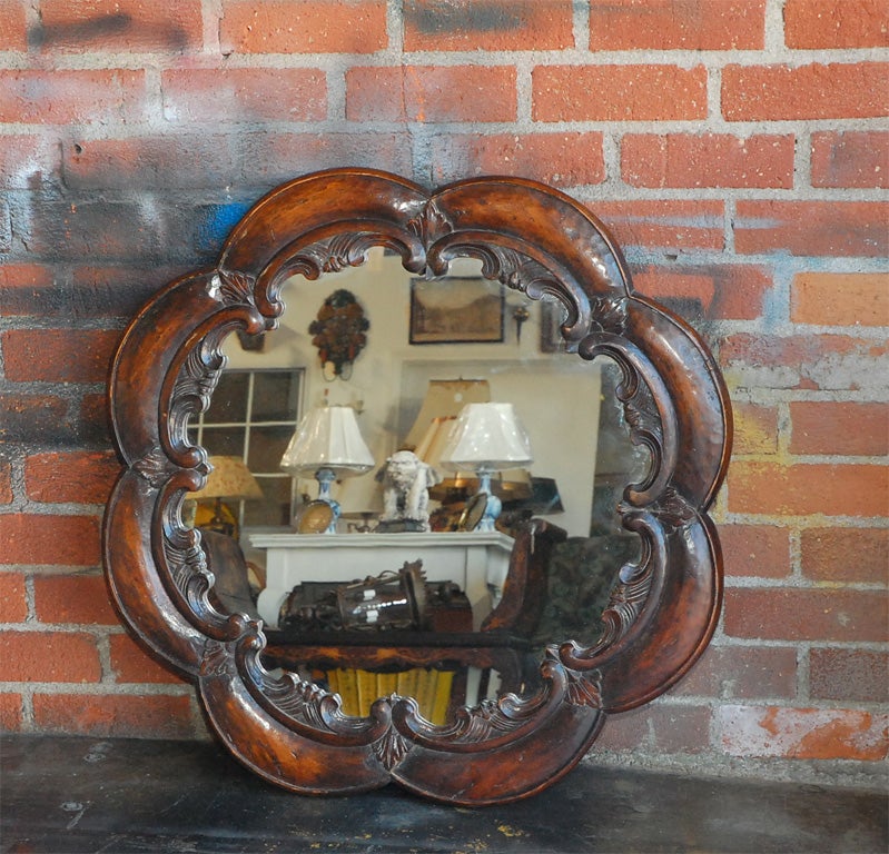 Scallopped wood mirror