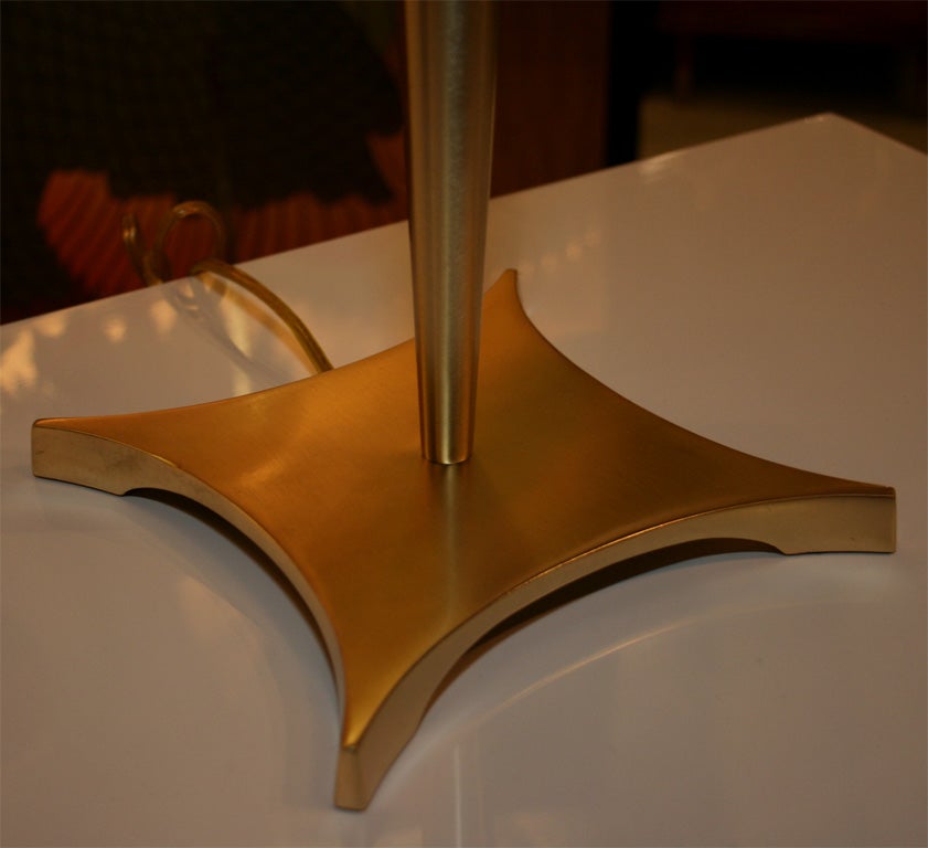 Pair of Satin Brass Candlestick Lamps by Stiffel