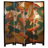 1930's Gilded and Handpained Heron Screen