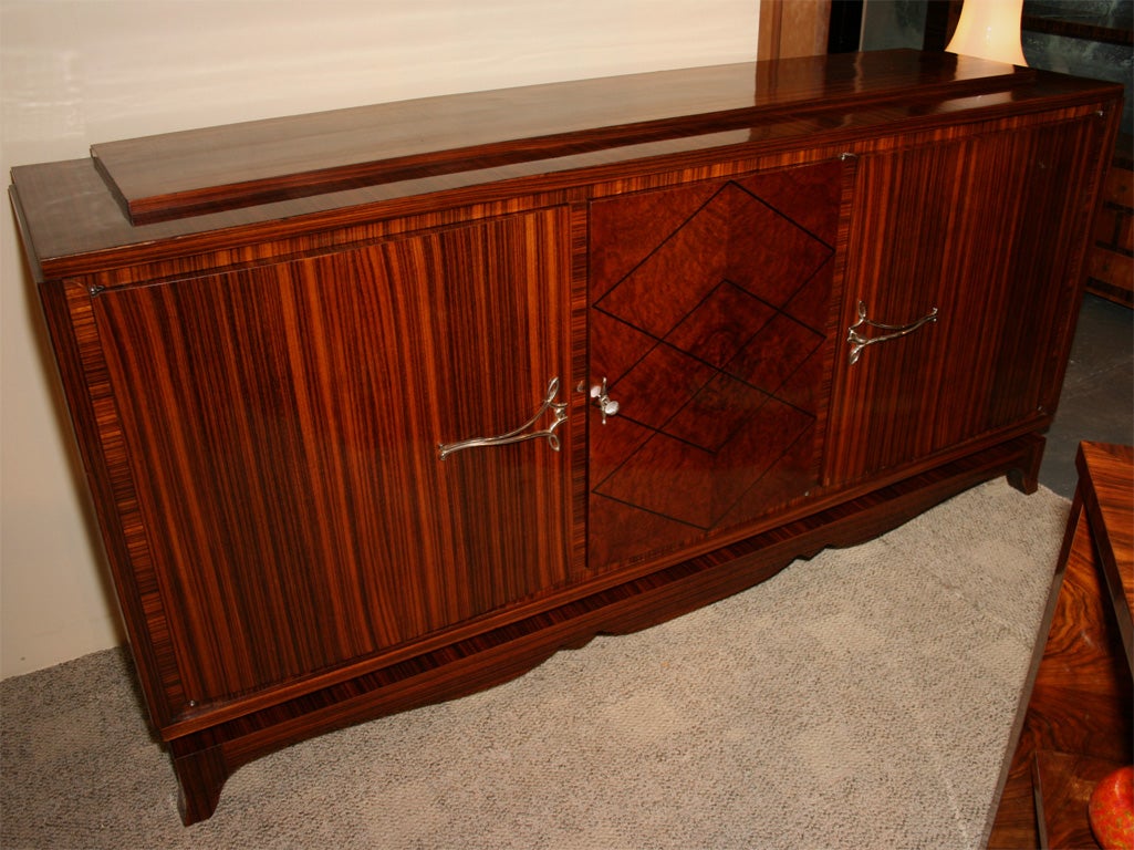 French 1930's Art Deco Zebrano Wood Sideboard