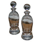 Pair of Large Crystal Decanters with Slag Base and Ball Stoppers