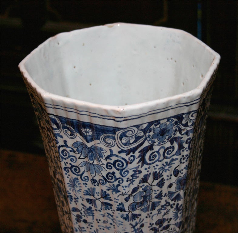 A 17th c. Dutch Blue and White Octagonal Lily Vase 1