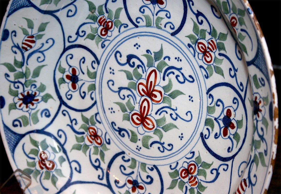 18th Century and Earlier Pair of 18th c. Bristol Delft Celadon Chargers