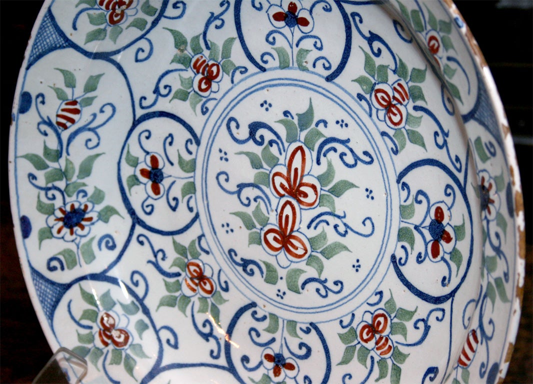 Porcelain Pair of 18th c. Bristol Delft Celadon Chargers
