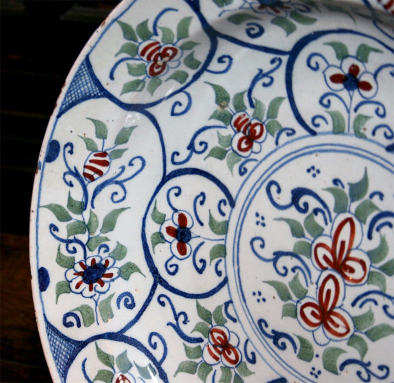 Pair of 18th c. Bristol Delft Celadon Chargers 1