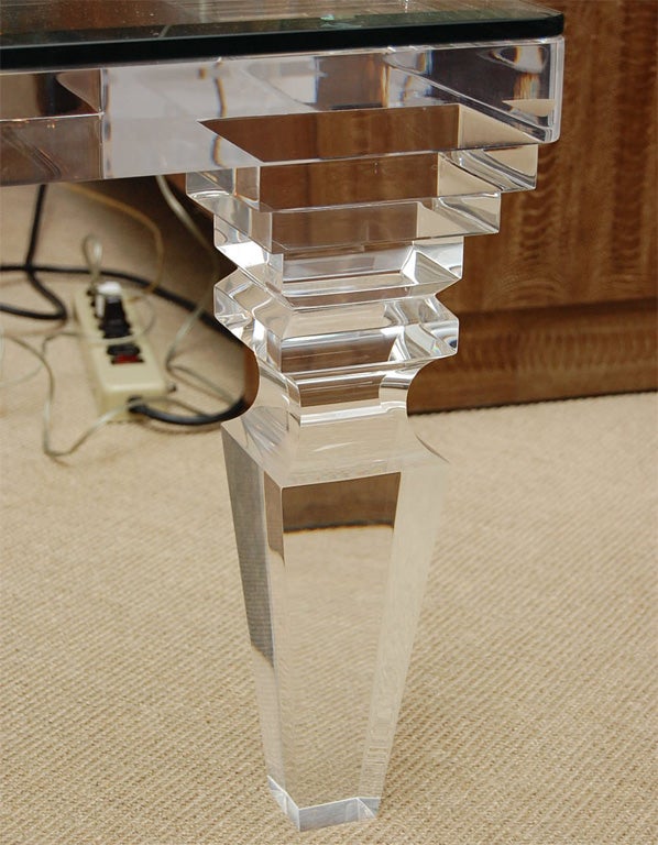 Carved Lucite Cocktail Table Designed by Donna Parker 1