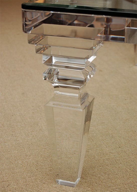 Carved Lucite Cocktail Table Designed by Donna Parker 2