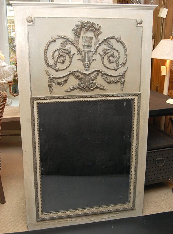 Beautifully Carved French Painted Trumeau