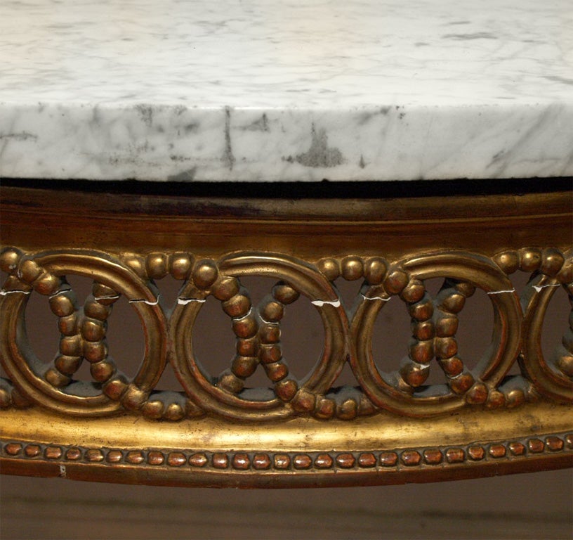 18th Century and Earlier LOUIS XVI GILTWOOD DEMI LUNE CONSOLE TABLE For Sale