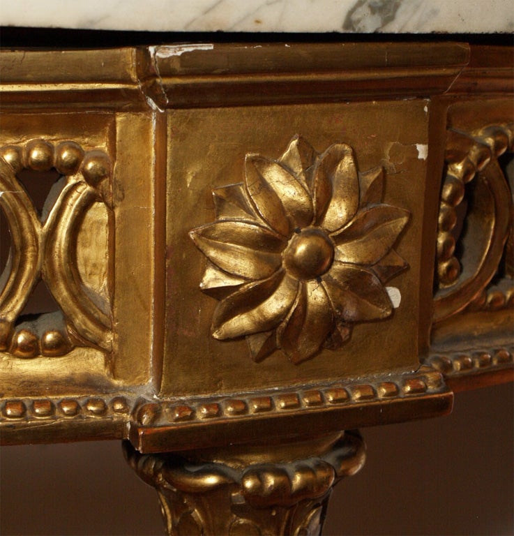 Giltwood LOUIS XVI GILTWOOD DEMI LUNE CONSOLE TABLE For Sale