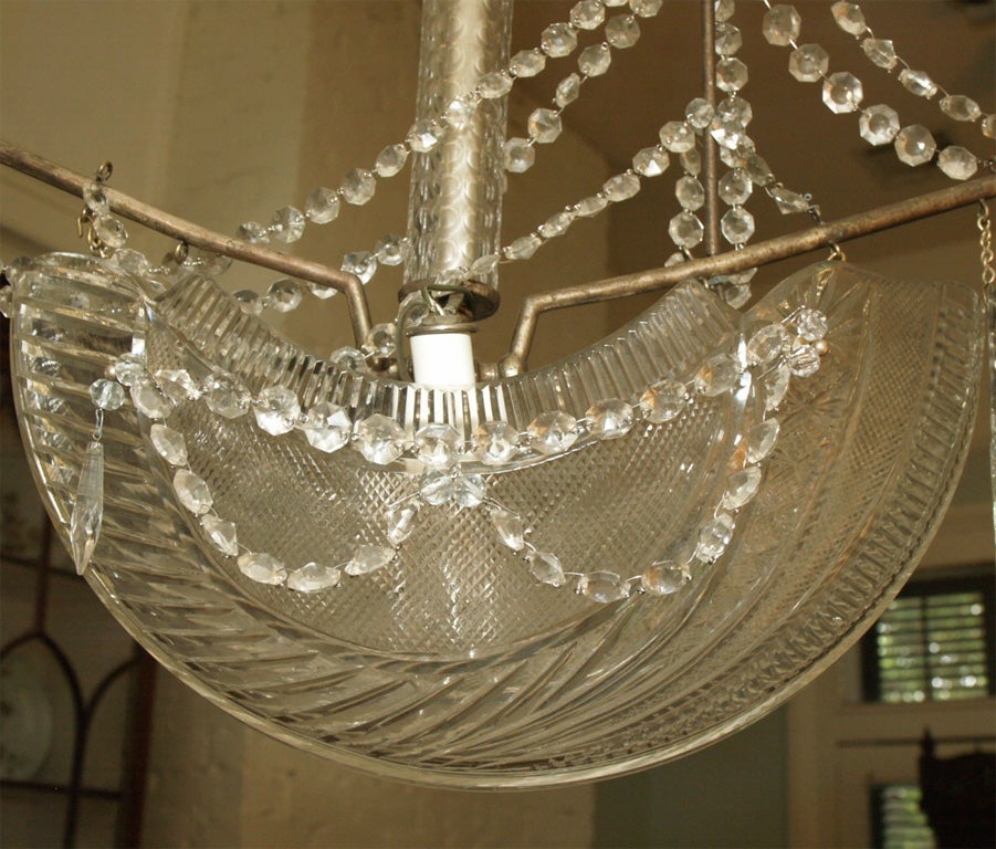 Cut Glass PAIR OF 19TH C CRYSTAL SHIP CHANDELIERS