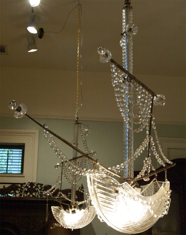 PAIR OF 19TH C CRYSTAL SHIP CHANDELIERS 5