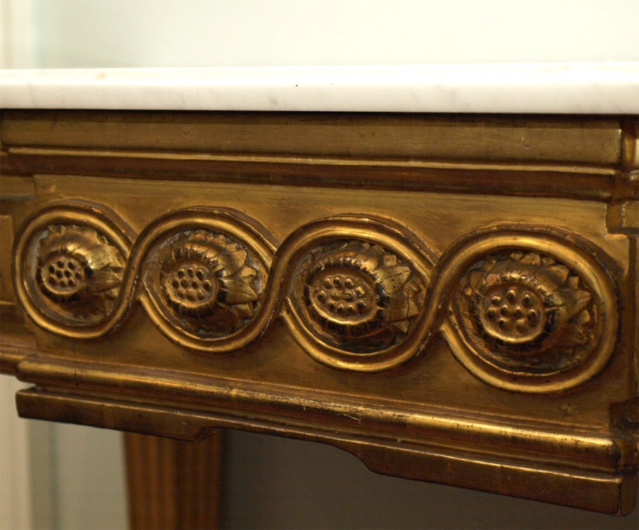 18th Century and Earlier Robust Italian Louis XVI Console Table with Marble Top For Sale