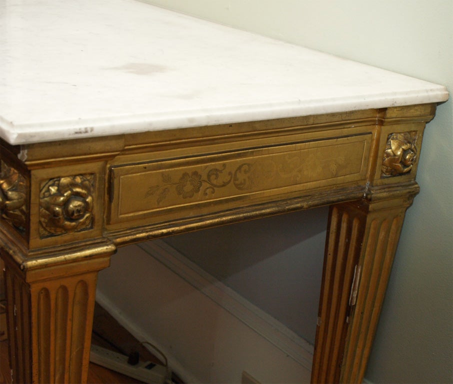 Robust Italian Louis XVI Console Table with Marble Top For Sale 4