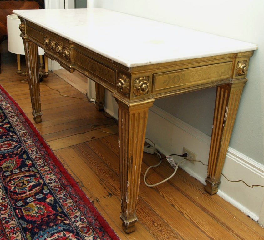 Robust Italian Louis XVI Console Table with Marble Top For Sale 5
