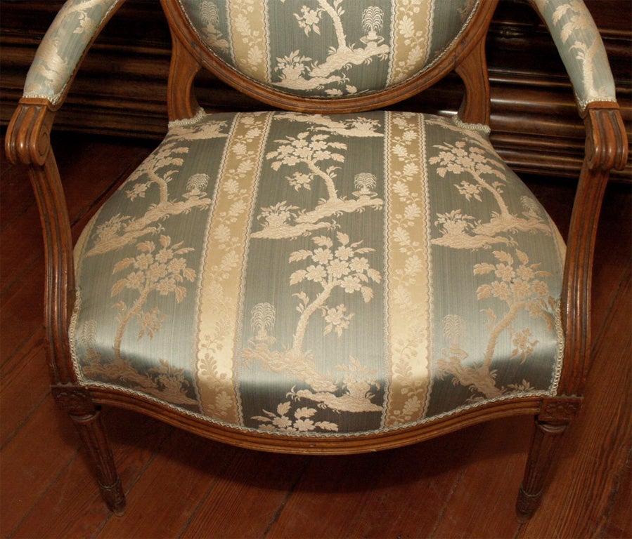 19th Century PAIR OF FRENCH OVAL BACK LOUIS XVI ARMCHAIRS For Sale