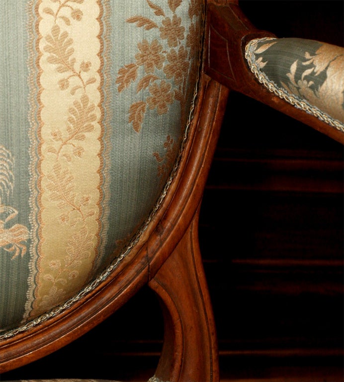 Wood PAIR OF FRENCH OVAL BACK LOUIS XVI ARMCHAIRS For Sale