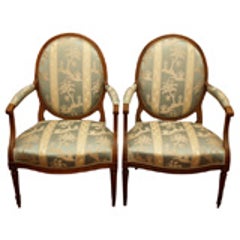 PAIR OF FRENCH OVAL BACK LOUIS XVI ARMCHAIRS 11