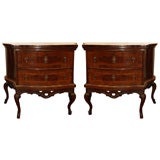 RARE PAIR WALNUT 18TH CENTURY ITALIAN COMMODINI
