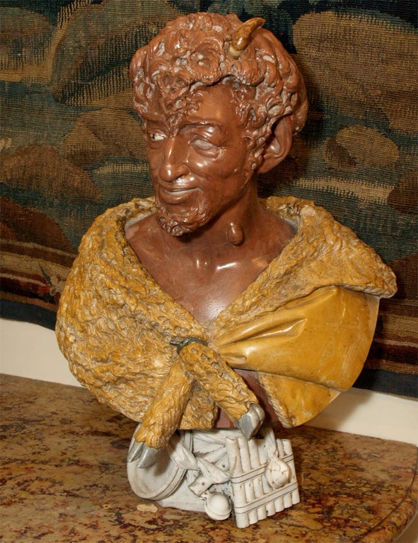 ITALIAN MULTI STONE BUSTS OF FAUN