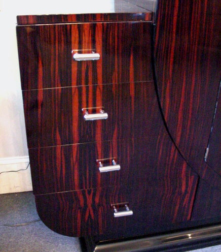 Phenomenal Art Deco Macassar Armoire/Cabinet In Good Condition In Great Barrington, MA