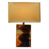 Faux Horn Lamp with Silk Shade