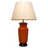 Porcelain Lamp with Box Pleated Silk Shade Porcelain Lamp with Box Pleated Silk Shade
